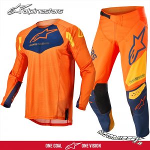 Completo Alpinestars RACER FACTORY bambino blu giallo fluo motocross enduro  Quad